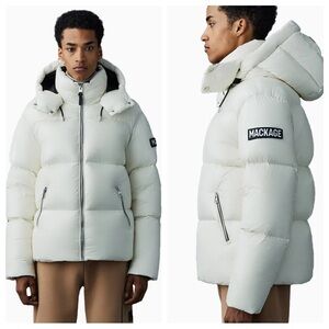Mackage Kent Z Logo Down Puffer Jacket Cream Coat